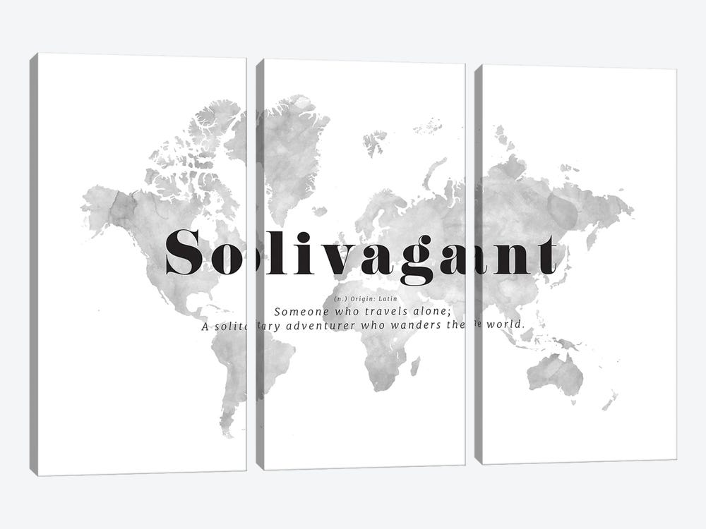 Solivagant World Map by blursbyai 3-piece Art Print
