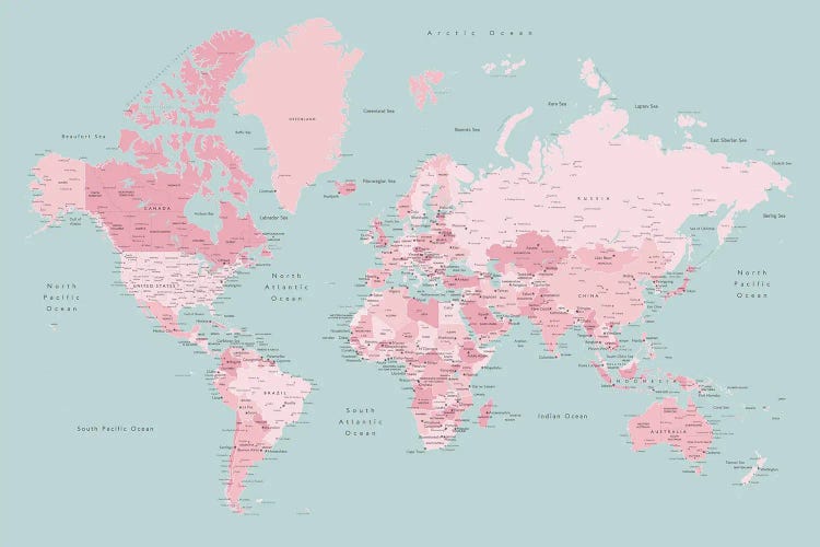 World Map With Main Cities, Isobel