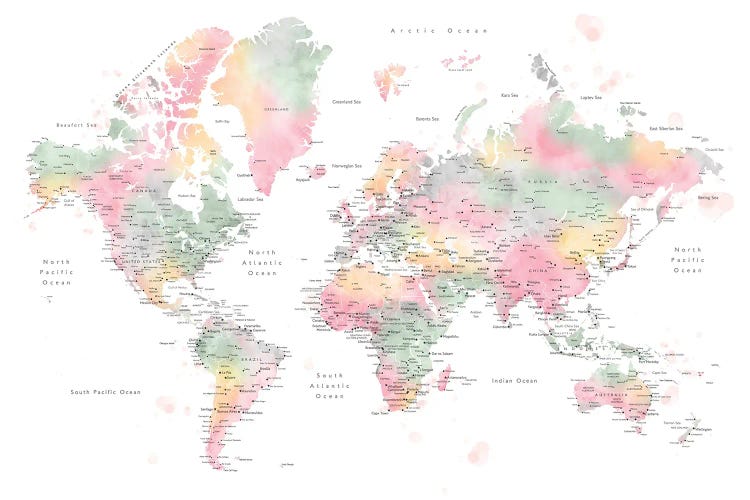 World Map With Main Cities Anjah