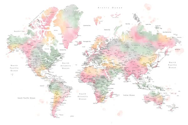 Globes: World Map With Main Cities Anjah by blursbyai