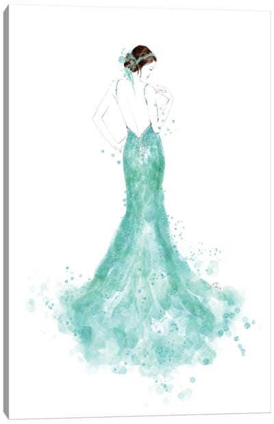 Mermaid Dress Fashion Illustration Canvas Art Print - blursbyai
