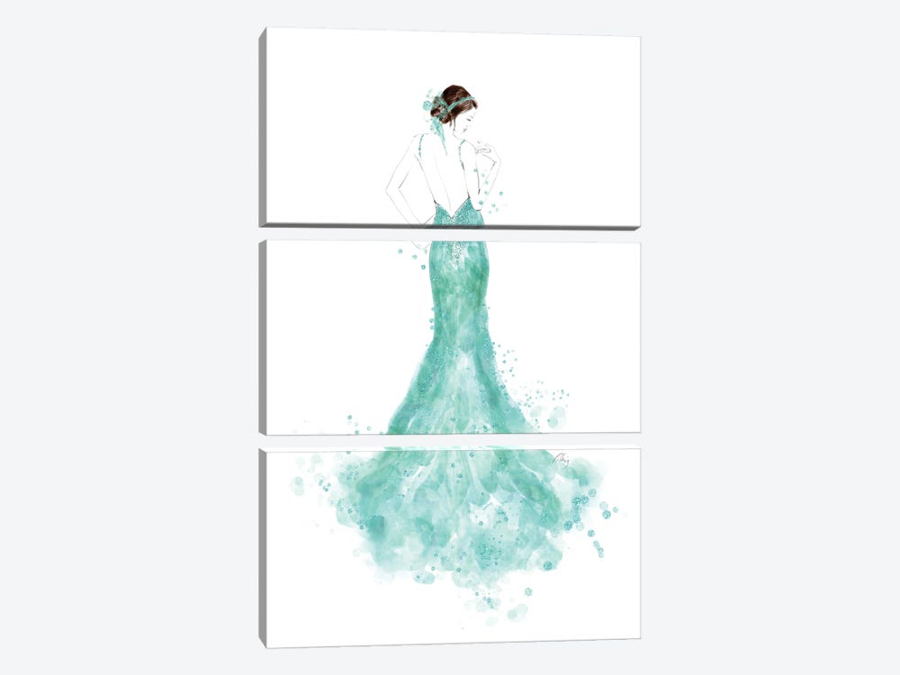 Mermaid Dress Fashion Illustration by blursbyai 3-piece Canvas Print