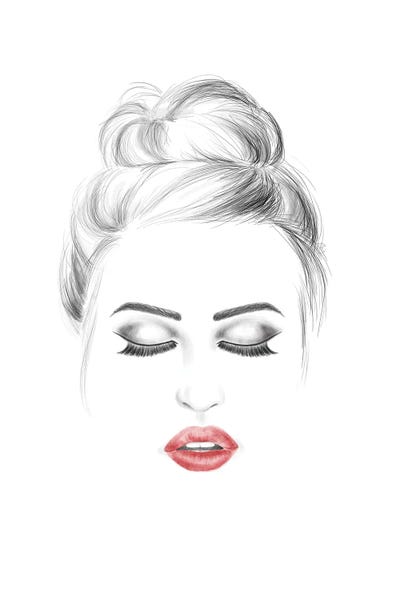 Red Lips Messy Bun by blursbyai multi panel art