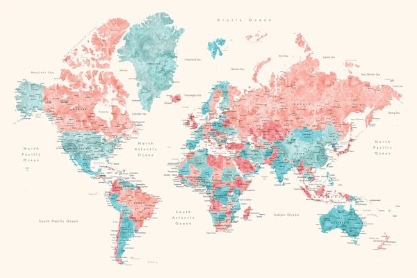blursbyai: Charlotte World Map With Main Cities by blursbyai