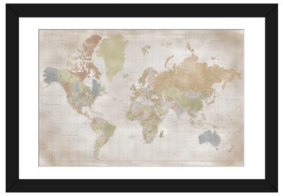 Highly Detailed World Map Paper Art Print - Maps