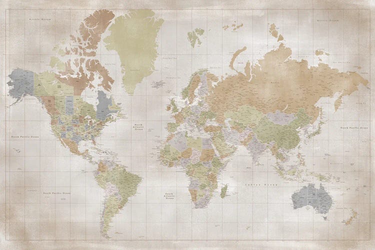 Highly Detailed World Map by blursbyai wall art