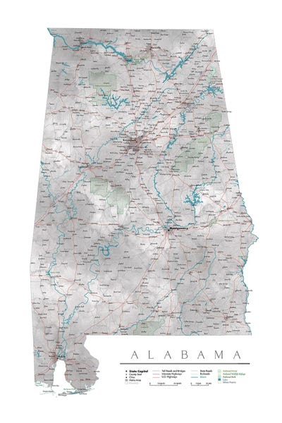 Alabama: Detailed Map Of Alabama by blursbyai