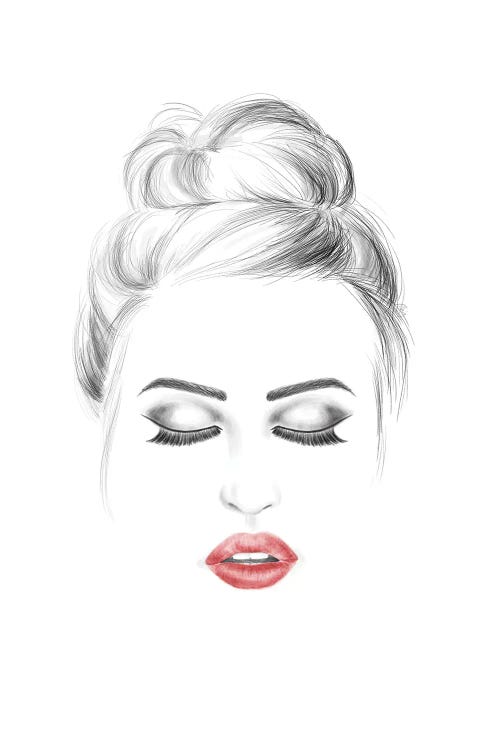 Red Lips Messy Bun