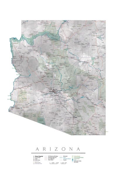 Arizona: Detailed Map Of Arizona by blursbyai