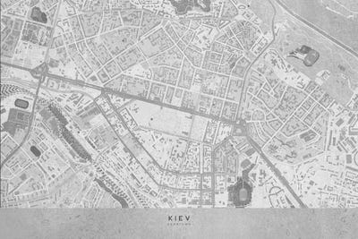 Map Of Kiev In Vintage Grayscale by blursbyai art print