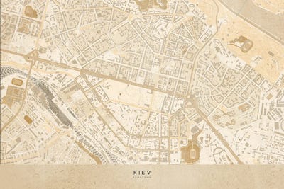 Map Of Kiev In Vintage Sepia by blursbyai art print