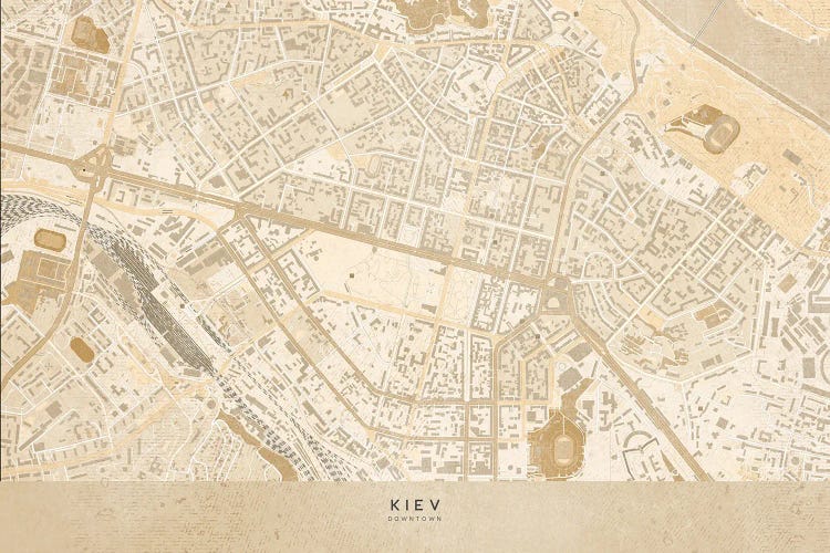 Map Of Kiev In Vintage Sepia