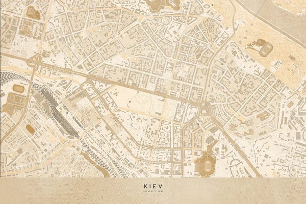 Kyiv: Map Of Kiev In Vintage Sepia by blursbyai