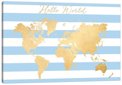 Hello World Map Canvas Art Print - World Map Art