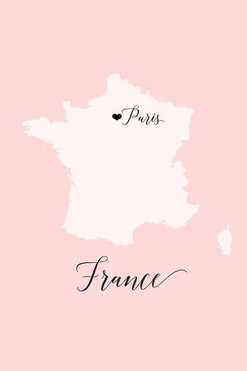 France Map Silhouette In Pink by blursbyai wall art