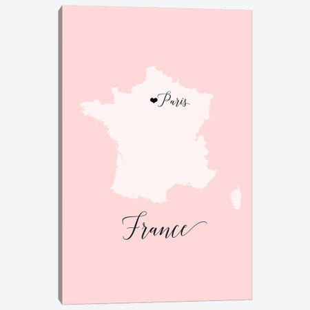 France Map Silhouette In Pink Canvas Print #RLZ478} by blursbyai Canvas Art