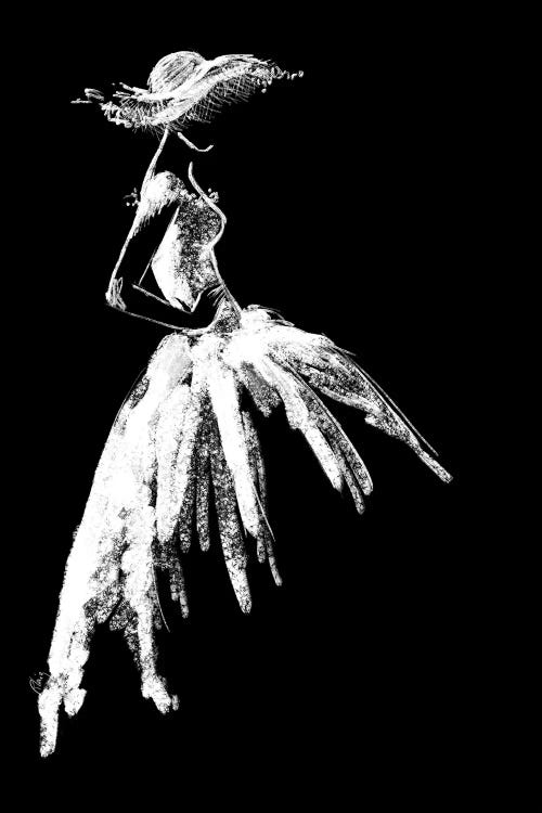 Full Skirt Fashion Illustration Sketch In Black by blursbyai wall art