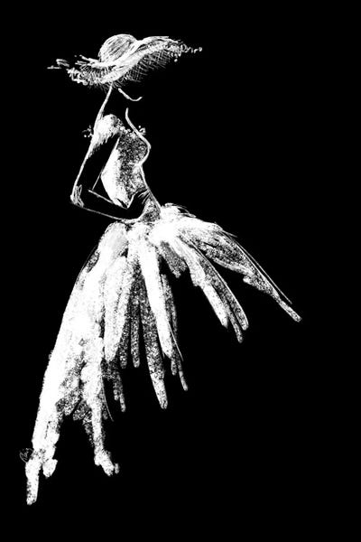 Fashion Illustrations: Full Skirt Fashion Illustration Sketch In Black by blursbyai