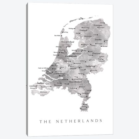 Watercolor Map Of The Netherlands With Cities Canvas Print #RLZ482} by blursbyai Canvas Art Print