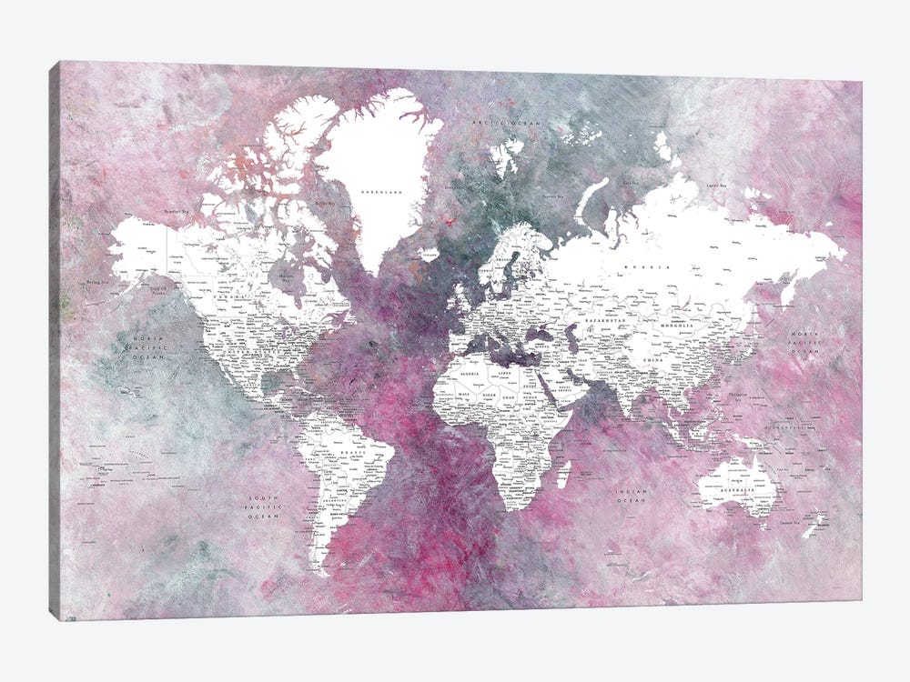 Highly Detailed World Map Taliessa by blursbyai 1-piece Canvas Artwork