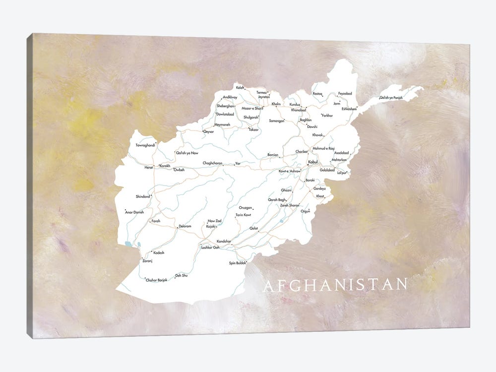 Map Of Afghanistan by blursbyai 1-piece Canvas Print