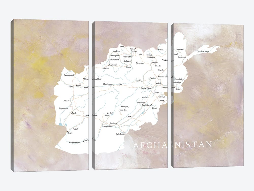 Map Of Afghanistan by blursbyai 3-piece Canvas Print