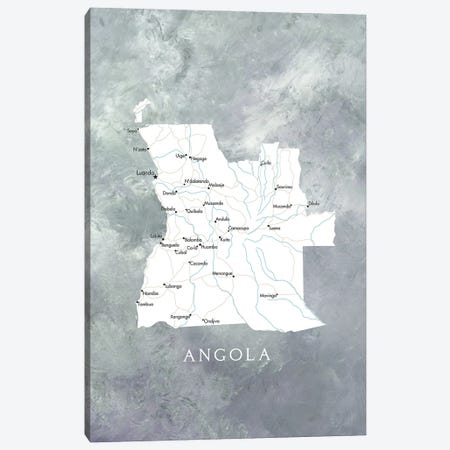 Map Of Angola Canvas Print #RLZ488} by blursbyai Art Print