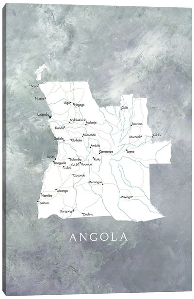 Map Of Angola Canvas Art Print