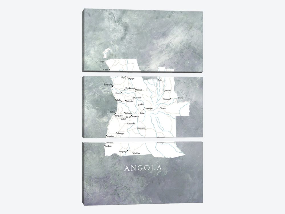 Map Of Angola by blursbyai 3-piece Art Print