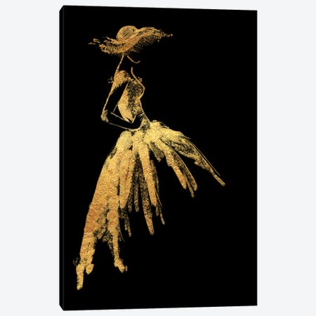 Full Skirt Fashion Illustration In Gold Canvas Print #RLZ48} by blursbyai Canvas Art Print
