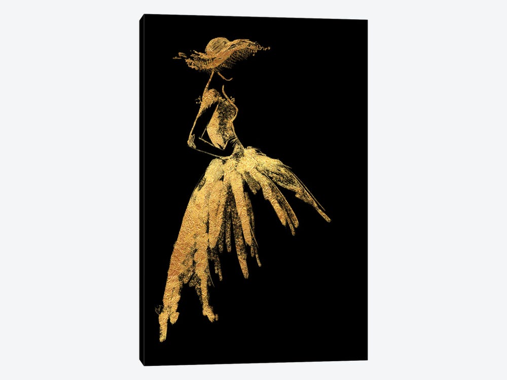 Full Skirt Fashion Illustration In Gold by blursbyai 1-piece Canvas Print