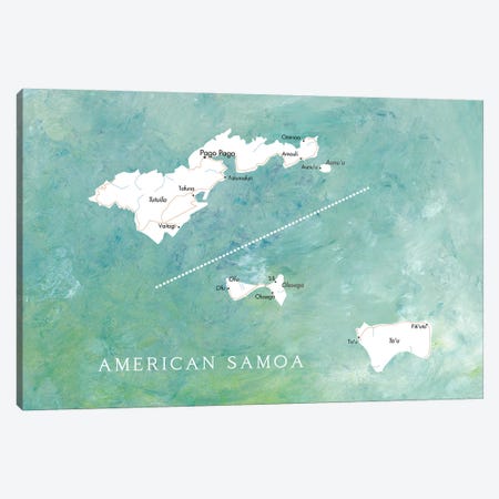 Map Of American Samoa Canvas Print #RLZ492} by blursbyai Canvas Artwork