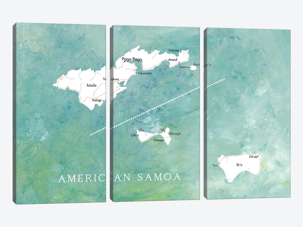 Map Of American Samoa by blursbyai 3-piece Canvas Artwork