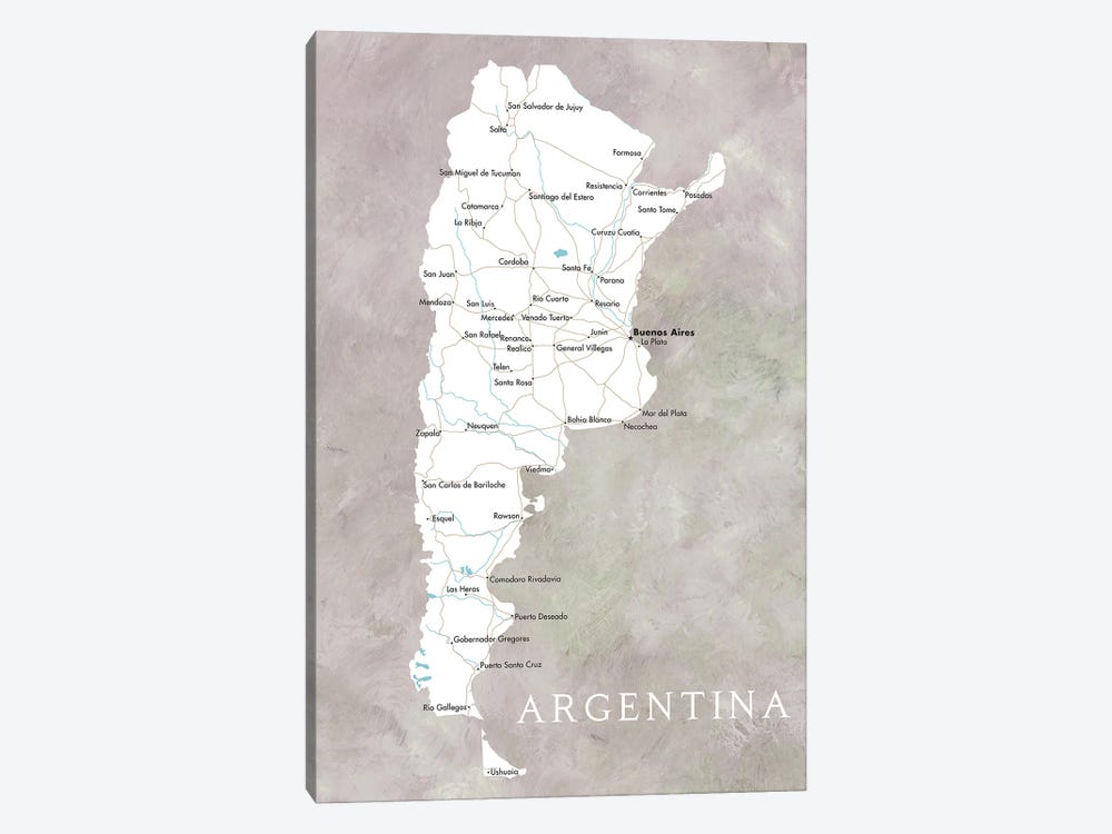 Map Of Argentina by blursbyai 1-piece Canvas Print