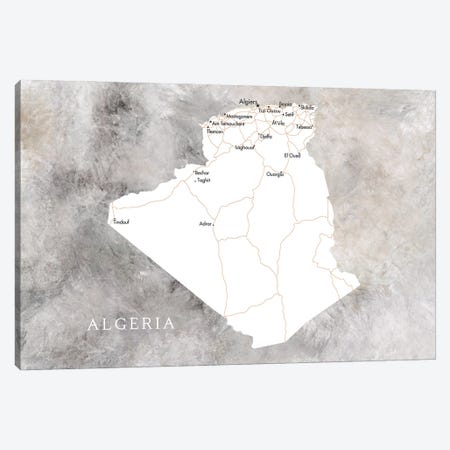 Map Of Algeria Canvas Print #RLZ495} by blursbyai Canvas Print
