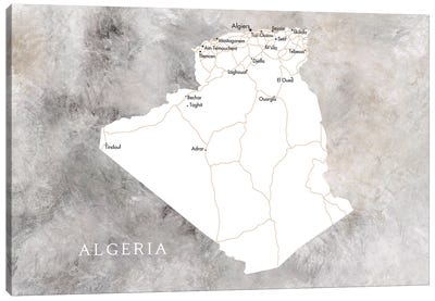 Map Of Algeria Canvas Art Print - Algeria