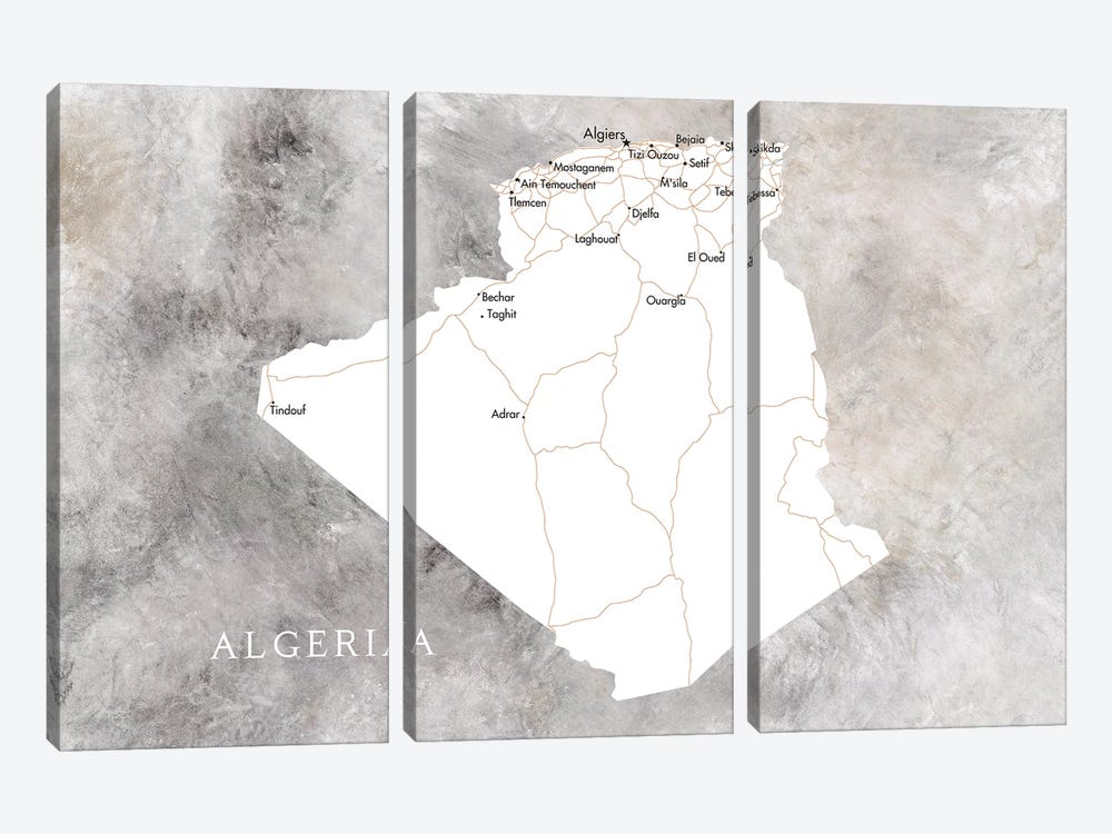 Map Of Algeria by blursbyai 3-piece Canvas Art Print