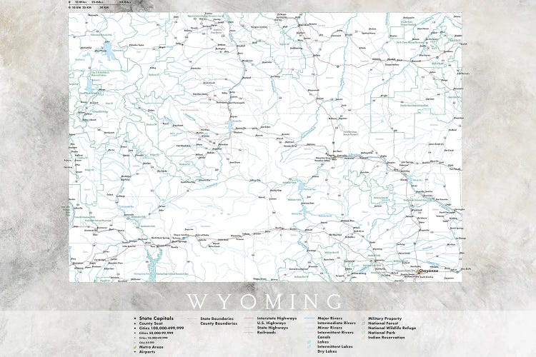 Highly Detailed Map Of Wyoming