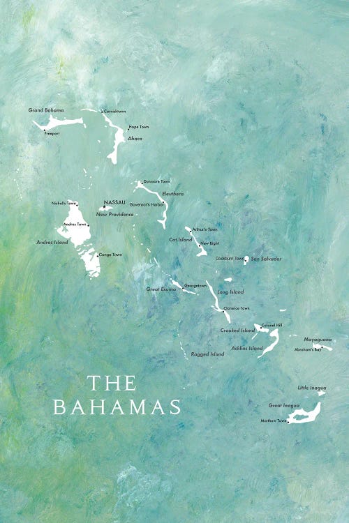 Map Of The Bahamas In Aquamarine