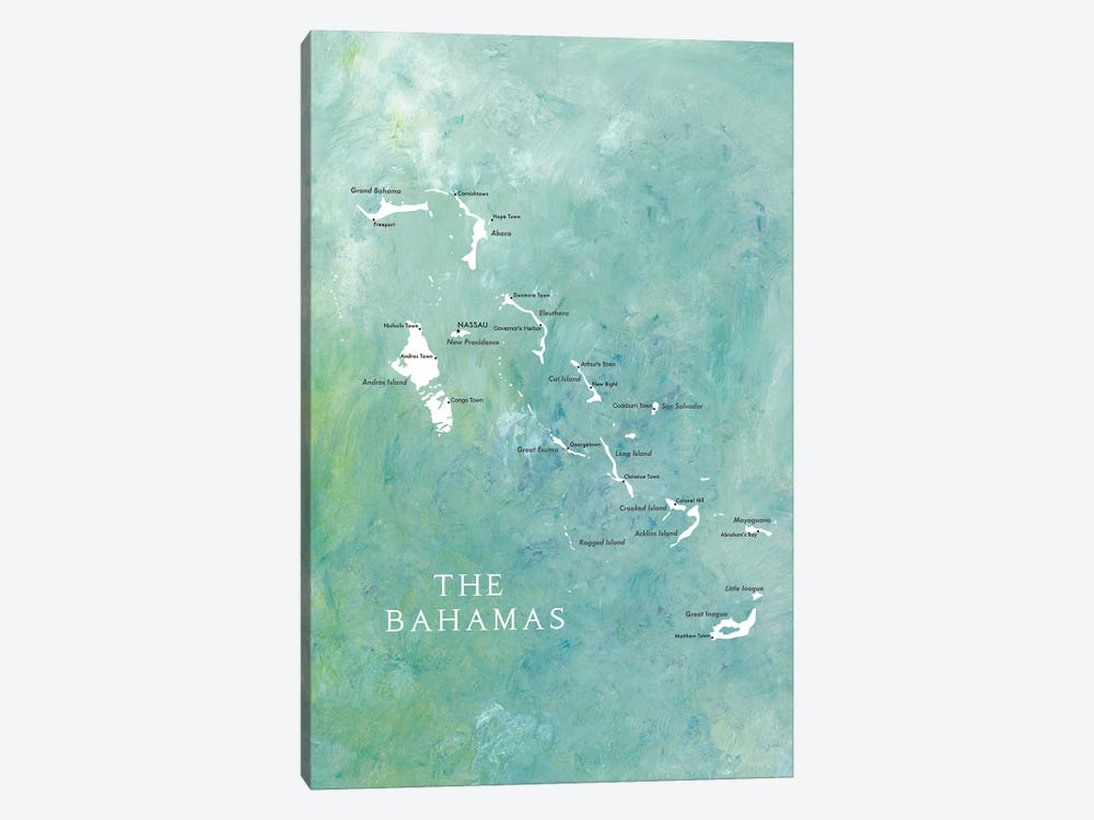 Map Of The Bahamas In Aquamarine by blursbyai 1-piece Art Print