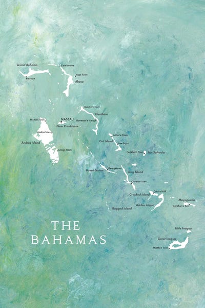 Maps: Map Of The Bahamas In Aquamarine by blursbyai