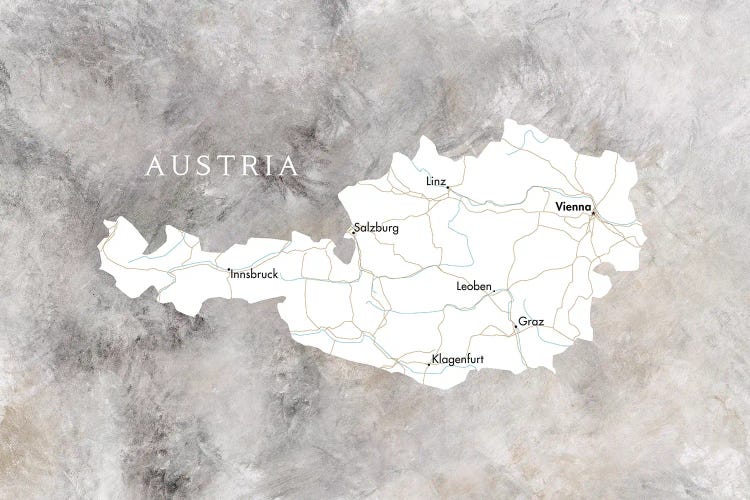 Map Of Austria In Neutrals by blursbyai wall art