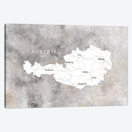 Map Of Austria In Neutrals Canvas Print #RLZ498} by blursbyai Canvas Wall Art