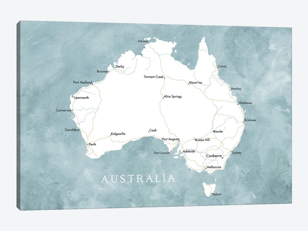 Map Of Australia In Blue by blursbyai 1-piece Art Print