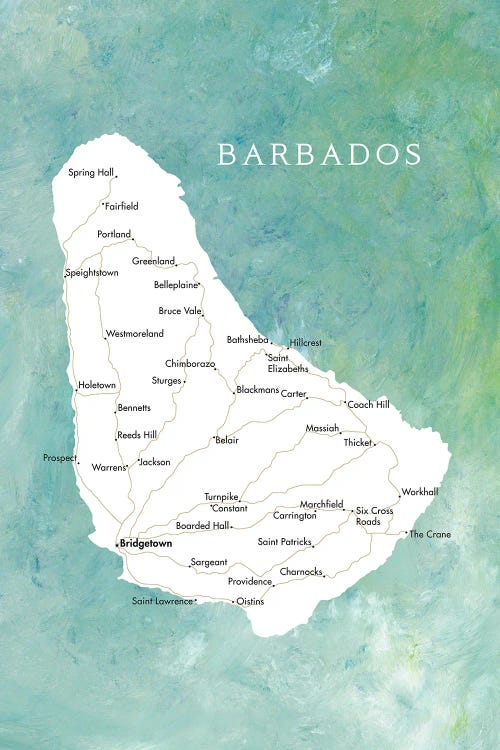 Map Of Barbados In Aquamarine