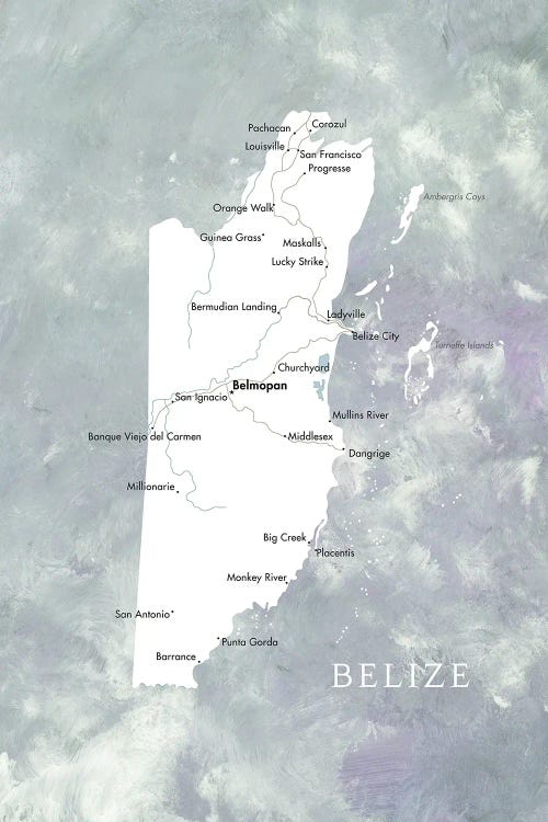 Map Of Belize In Muted Tones