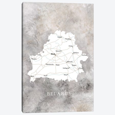 Map Of Belarus In Neutrals Canvas Print #RLZ503} by blursbyai Canvas Artwork