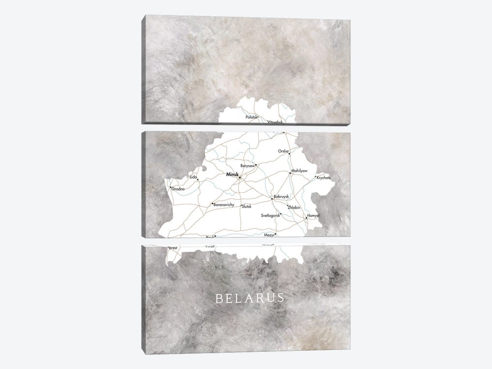 Map Of Belarus In Neutrals by blursbyai 3-piece Art Print