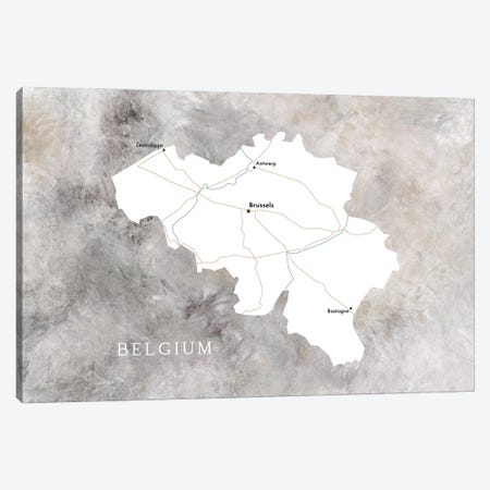 Map Of Belgium In Neutrals Canvas Print #RLZ504} by blursbyai Art Print