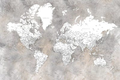 Detailed World Map In Neutrals Vali by blursbyai art print
